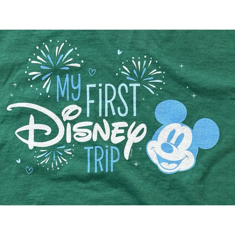 Disney First Trip Mickey Mouse T-Shirt Womens Small Port & Company Magic Green